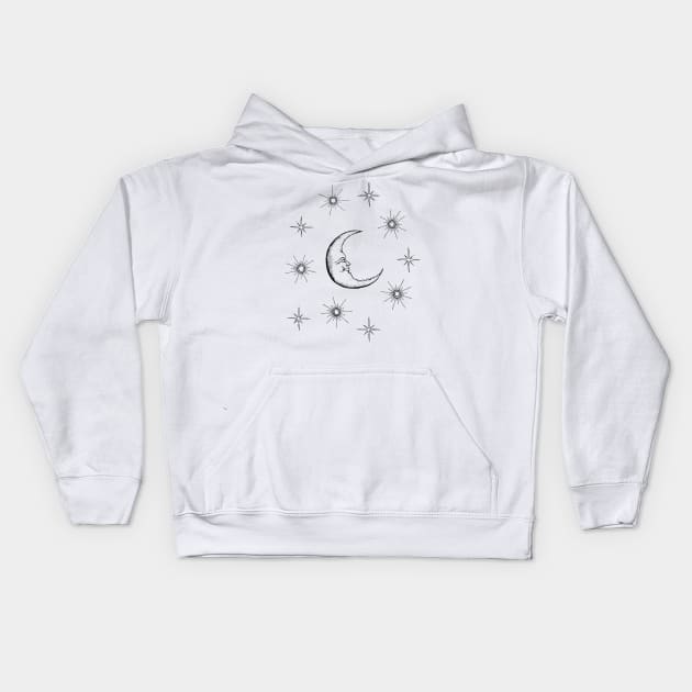 Celestial Moon Kids Hoodie by kaleighdayart